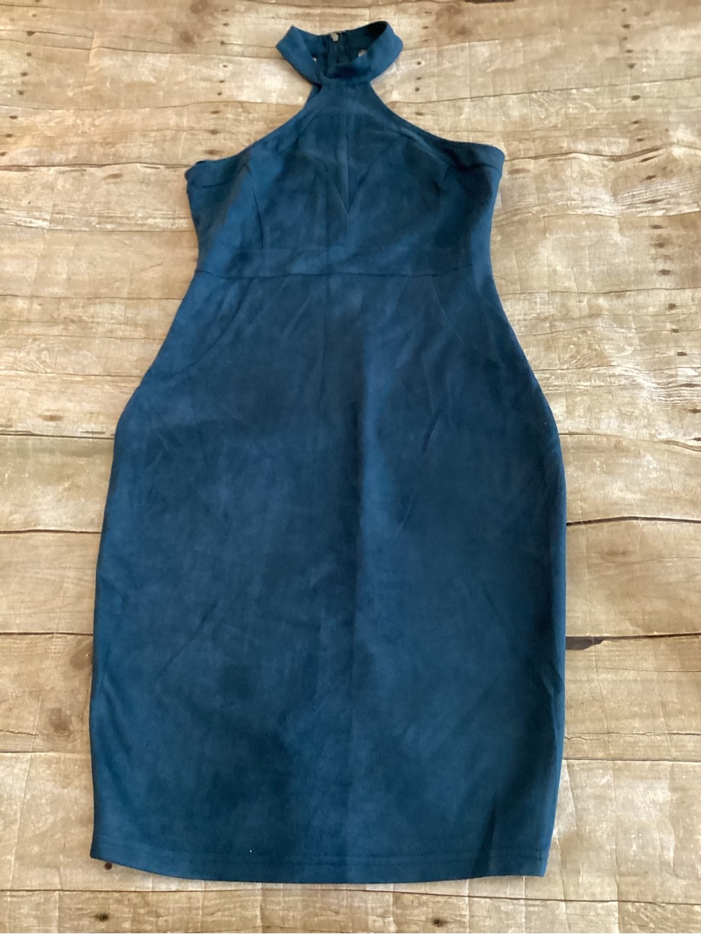 Windsor One-Shoulder Halter Bodycon Dress in Teal